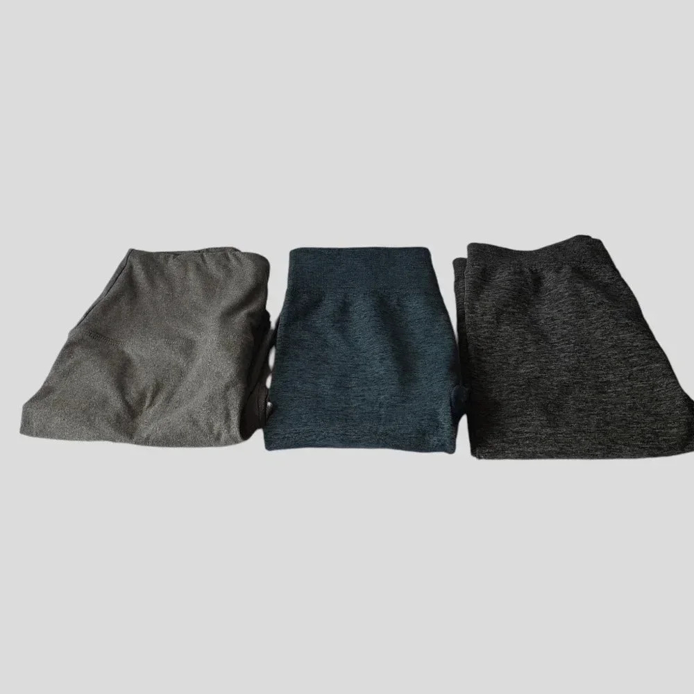 set of 3 leggings for women gray/green size OS